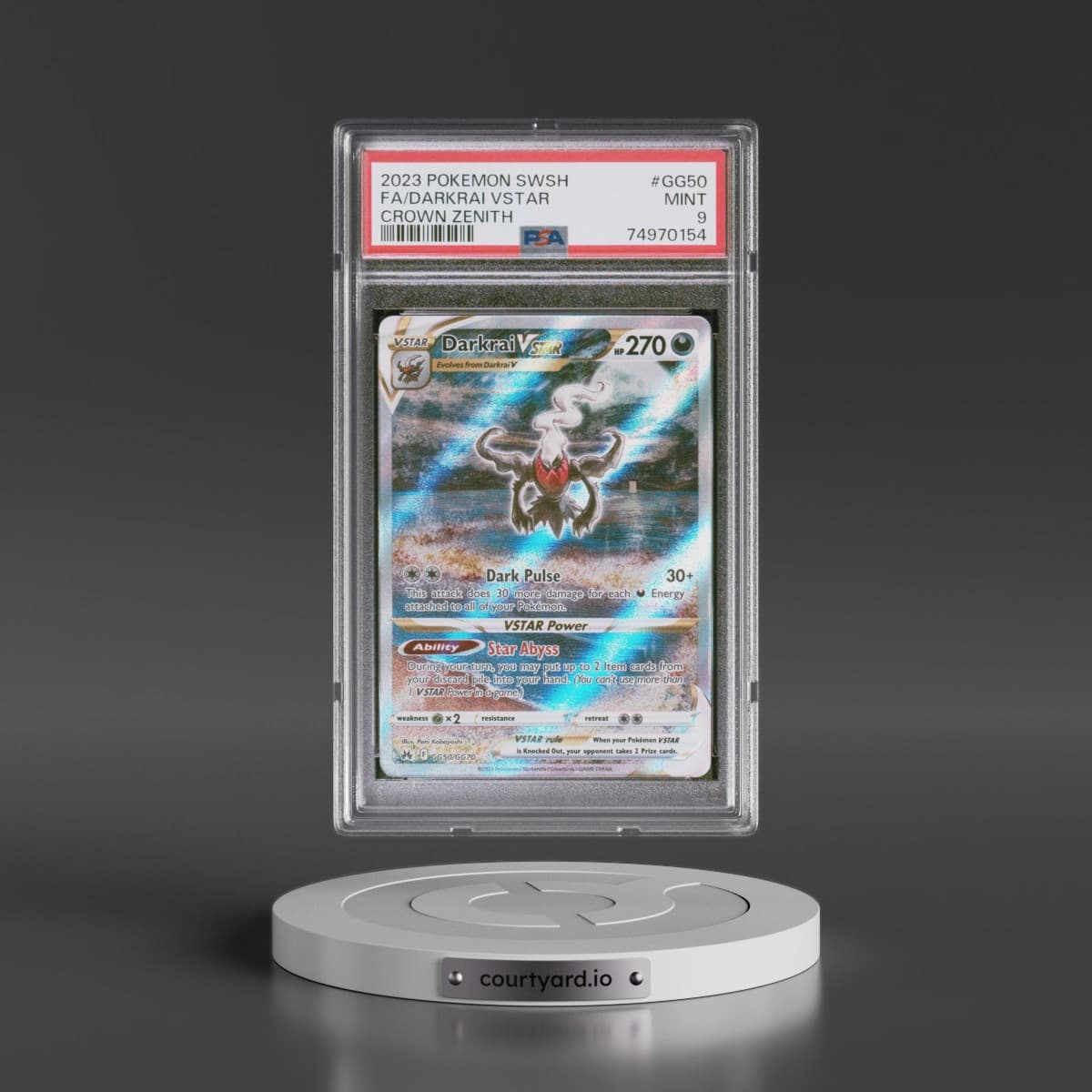 2023 Pokémon Sword and Shield Crown Zenith #GG50 Darkrai Vstar - Full Art (PSA 9 MINT)