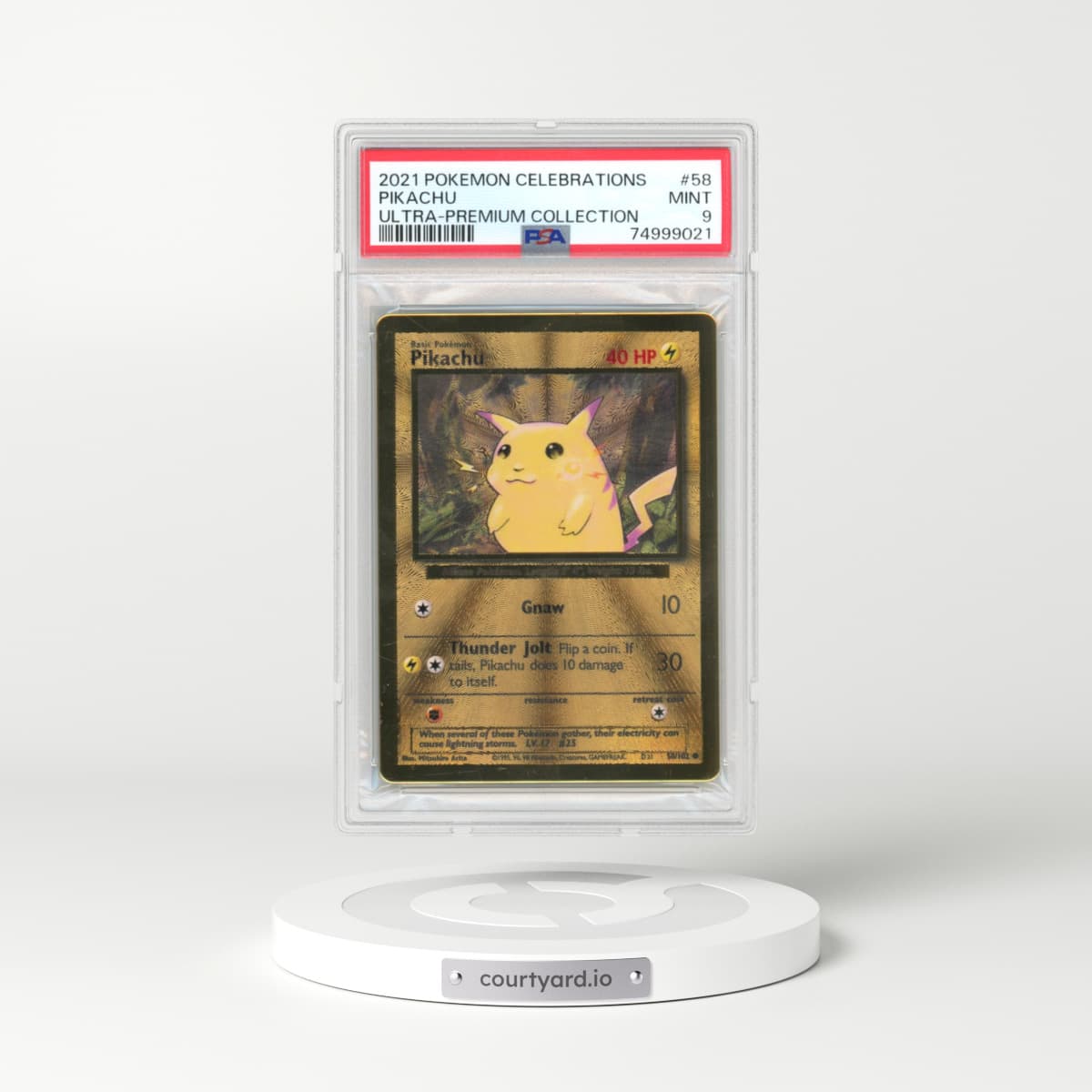 2021 Celebrations - Classic Collection #58 Pikachu - Gold Metal - Celebrations Ultra-Premium Collection (PSA 9 MINT)