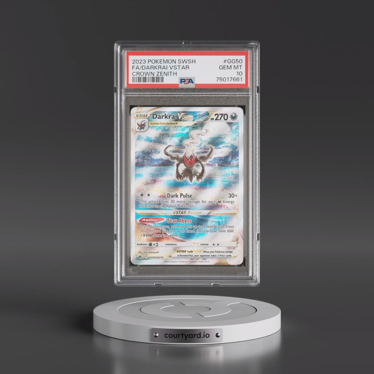 2023 Pokémon Sword and Shield Crown Zenith #GG50 Darkrai Vstar - Full Art (PSA 10 GEM MINT)