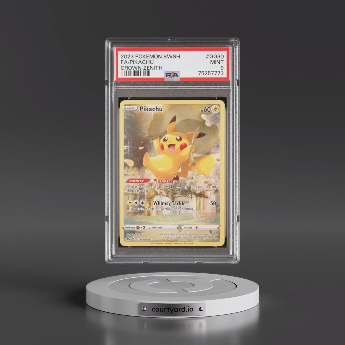 2023 Pokémon Sword and Shield Crown Zenith #GG30 Pikachu - Full Art (PSA 9 MINT)