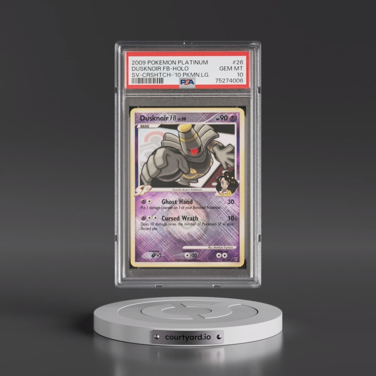 2009 Pokémon Platinum Supreme Victors #26 Dusknoir FB - Holo Crosshatch-2010 Pokemon League (PSA 10 GEM MINT)