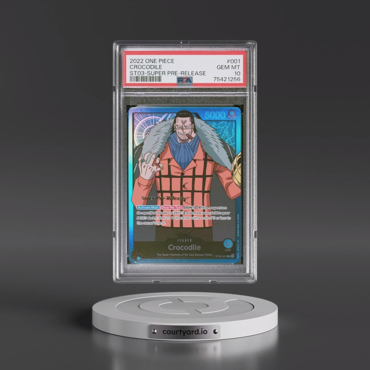 2022 One Piece Starter Deck ST03-the Seven Warlords of the Sea #001 Crocodile - Super Pre-Release (PSA 10 GEM MINT)