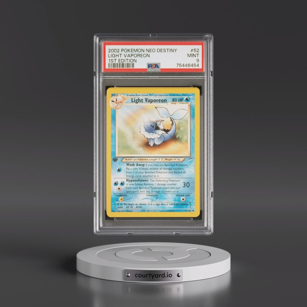 2002 Pokémon Neo Destiny #52 Light Vaporeon - 1st Edition (PSA 9 MINT)