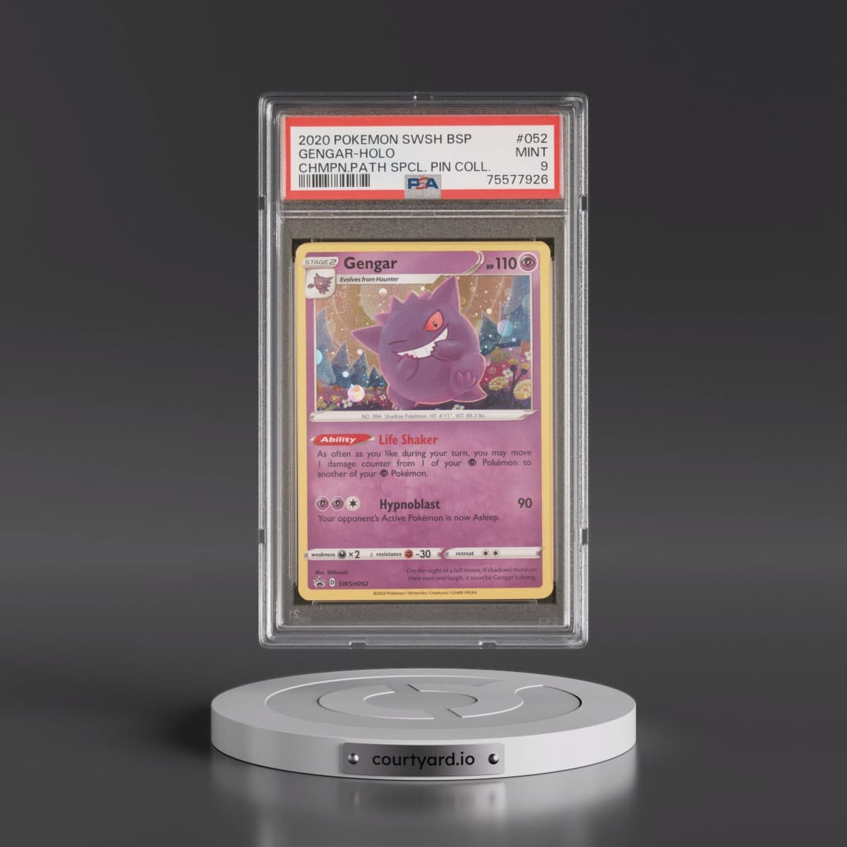 2020 Pokémon Swsh Black Star Promo #052 Gengar - Holo Champion's Path Special Pin Collection (PSA 9 MINT)
