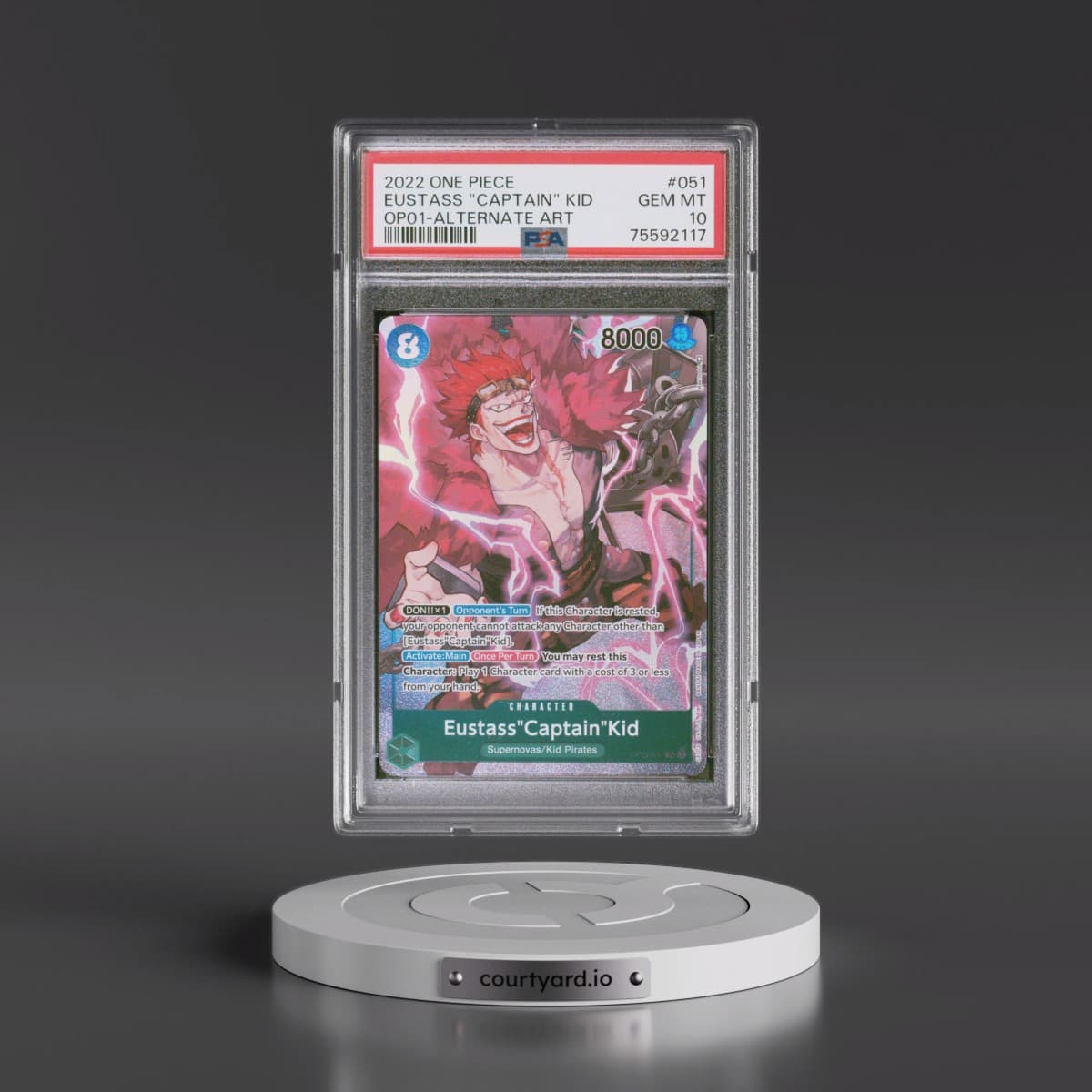 2022 One Piece OP01-Romance Dawn #051 Eustass "Captain" Kid - Alternate Art (PSA 10 GEM MINT)