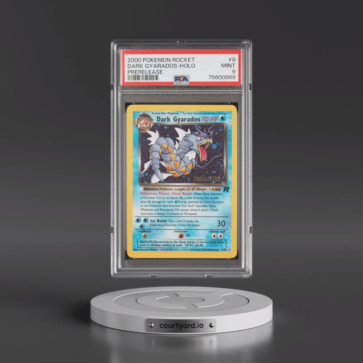 2000 Pokémon Rocket #8 Dark Gyarados - Holo Prerelease (PSA 9 MINT)