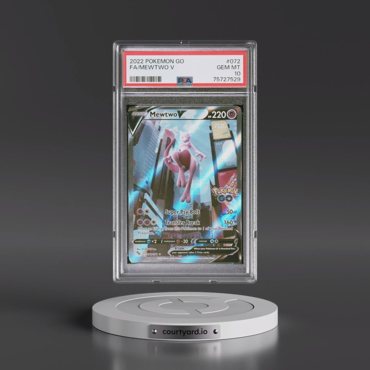2022 Pokémon Go #072 Mewtwo V - Holo Full Art (PSA 10 GEM MINT)