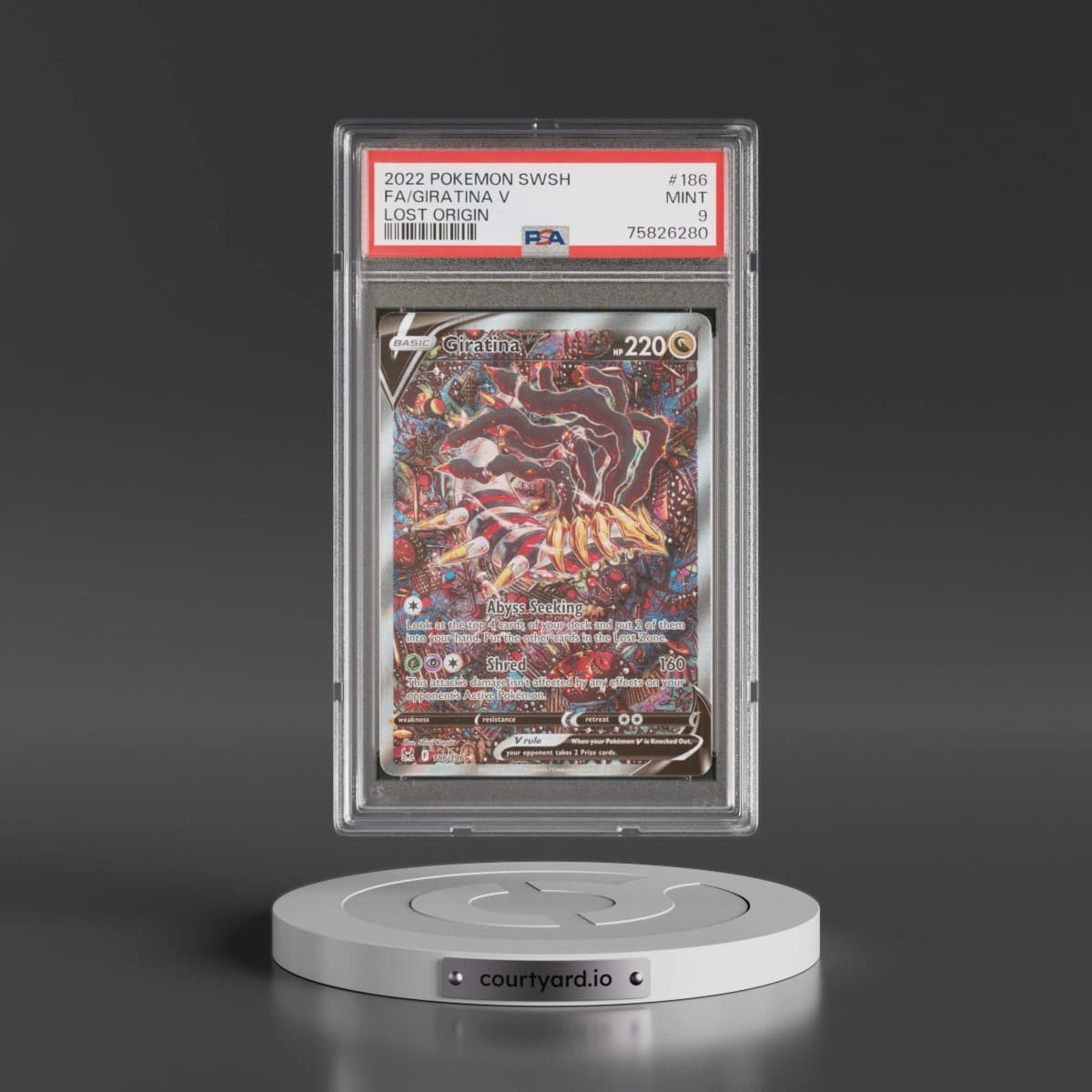 2022 Pokémon Sword & Shield Lost Origin #186 Giratina V - Holo Full Art (PSA 9 MINT)