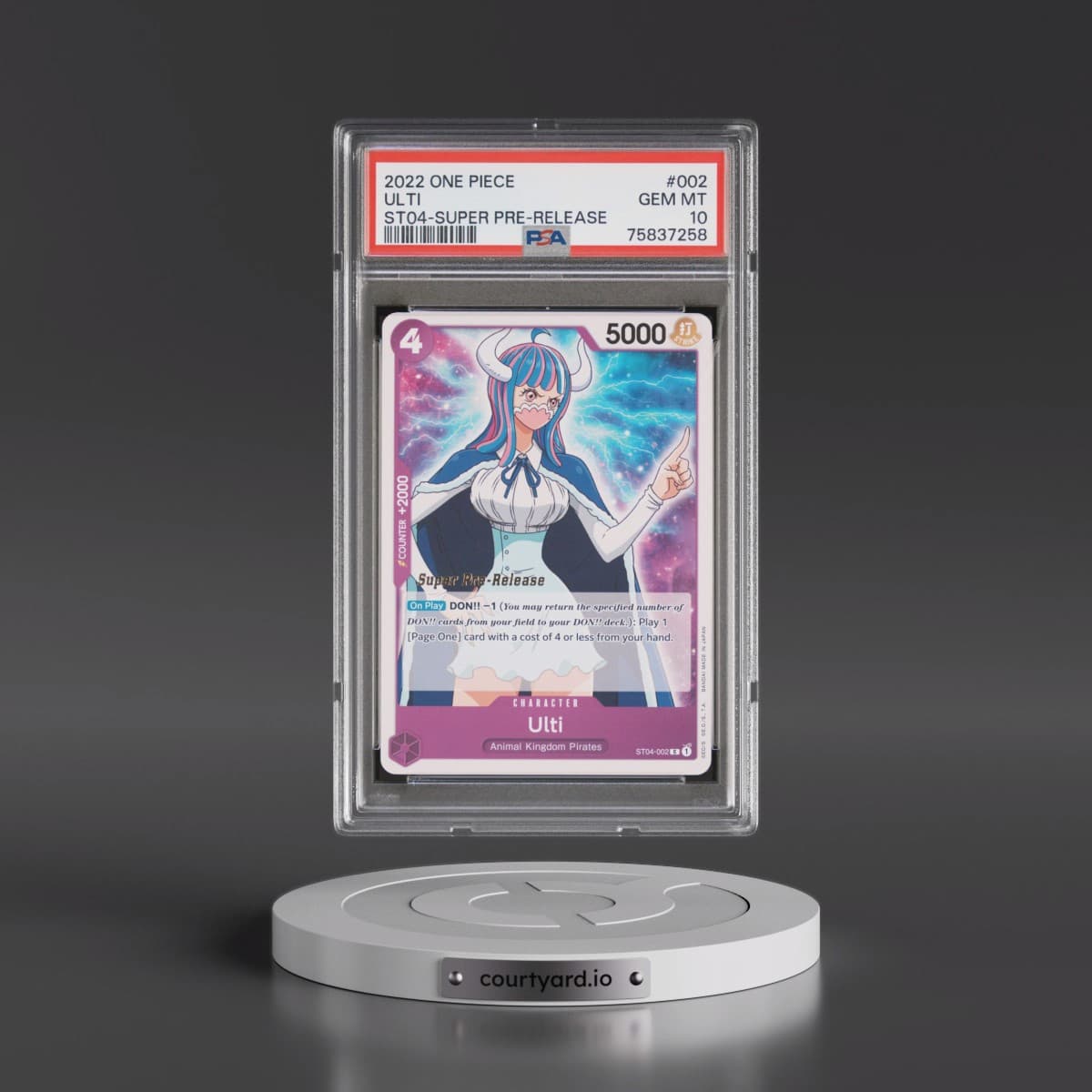2022 One Piece Starter Deck ST04-Animal Kingdom Pirates #002 Ulti - Super Pre-Release (PSA 10 GEM MINT)