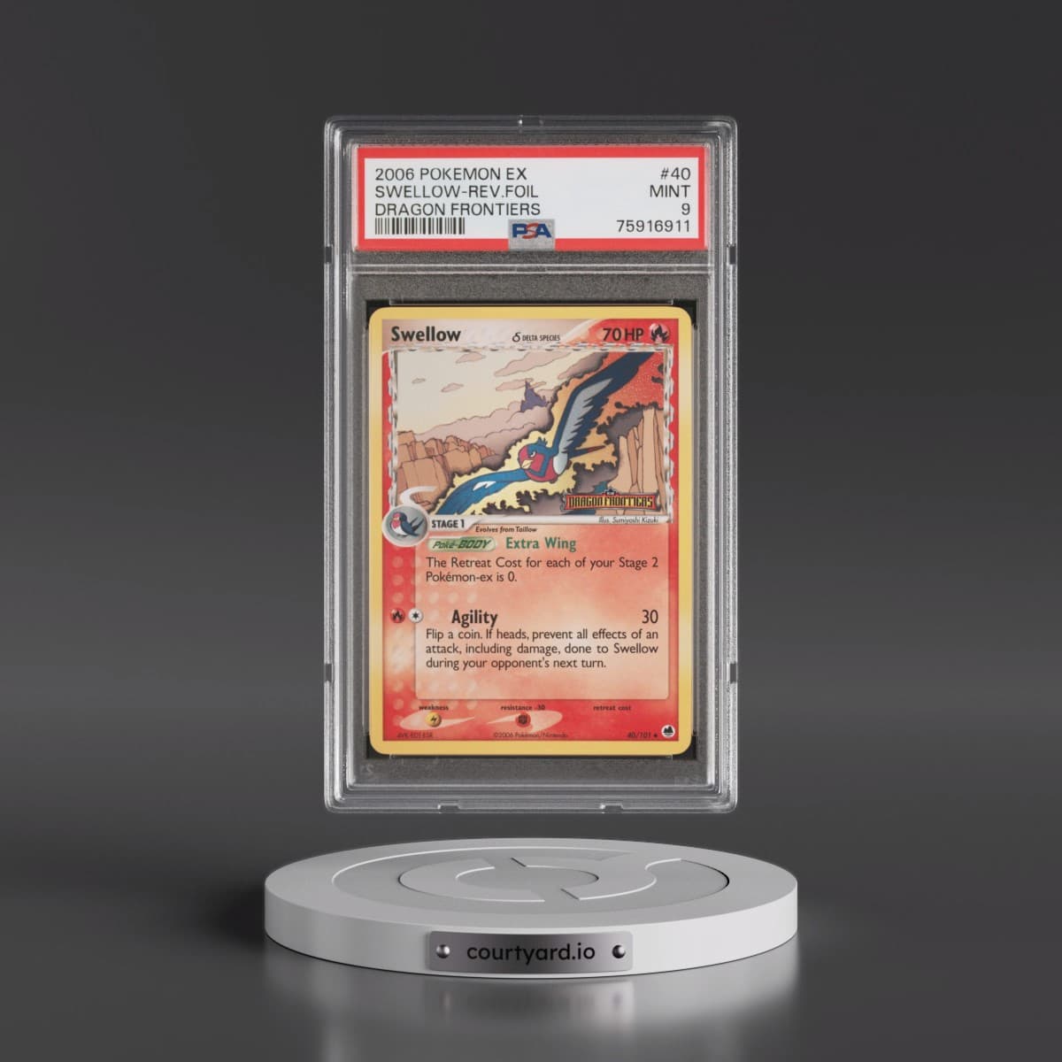 2006 Pokémon EX Dragon Frontiers #40 Swellow - Reverse Foil (PSA 9 MINT)