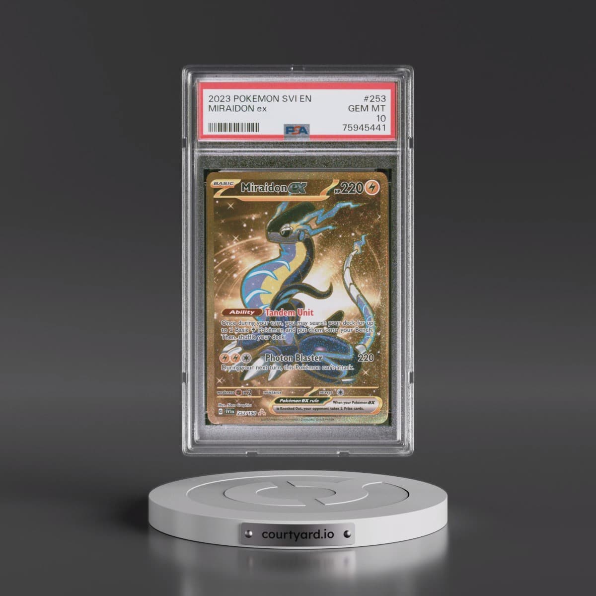 2023 Pokémon Svi EN-Scarlet & Violet #253 Miraidon EX - Holo Hyper Rare (PSA 10 GEM MINT)