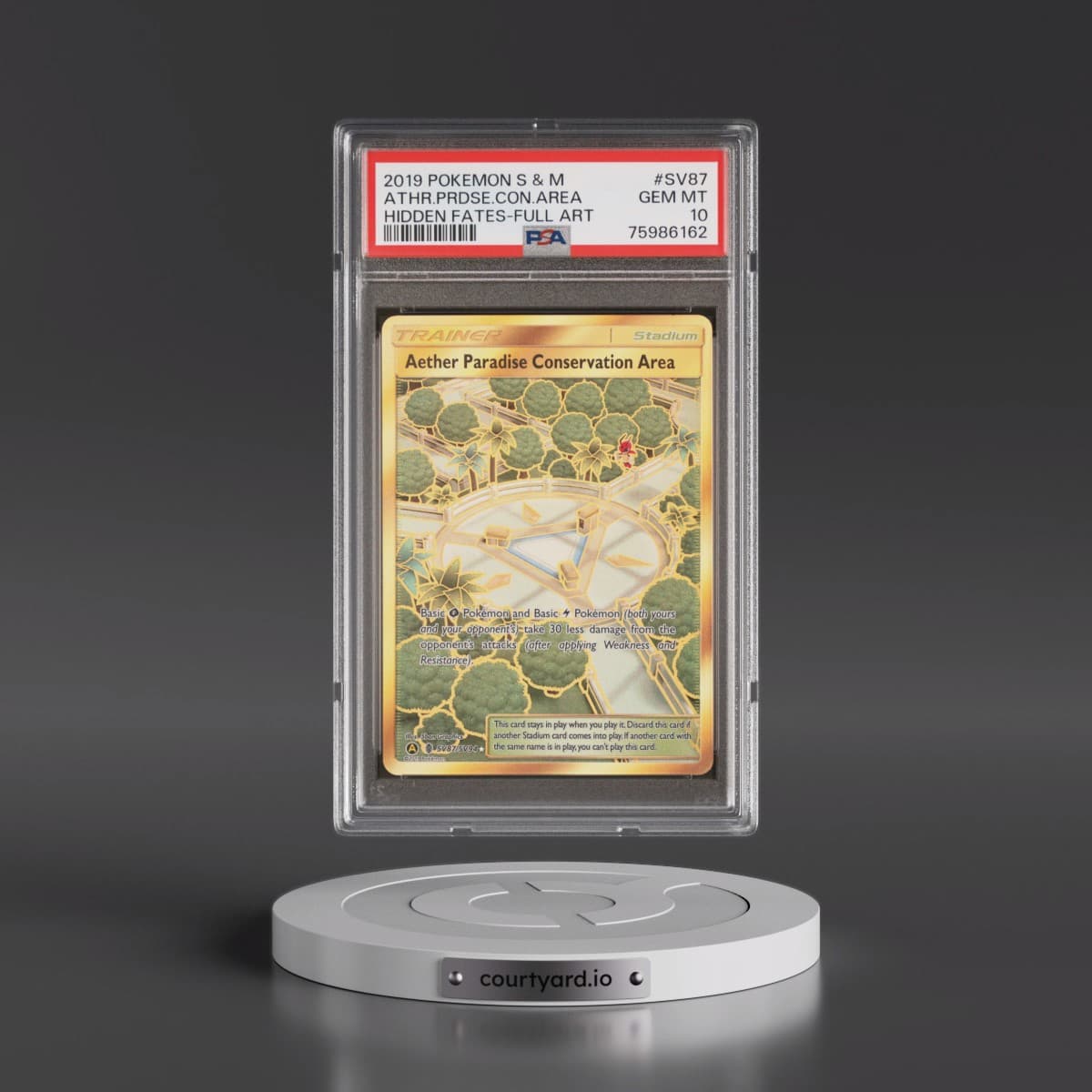 2019 Pokémon Sun & Moon Hidden Fates #SV87 Aether Paradise Conservation Area - Full Art (PSA 10 GEM MINT)