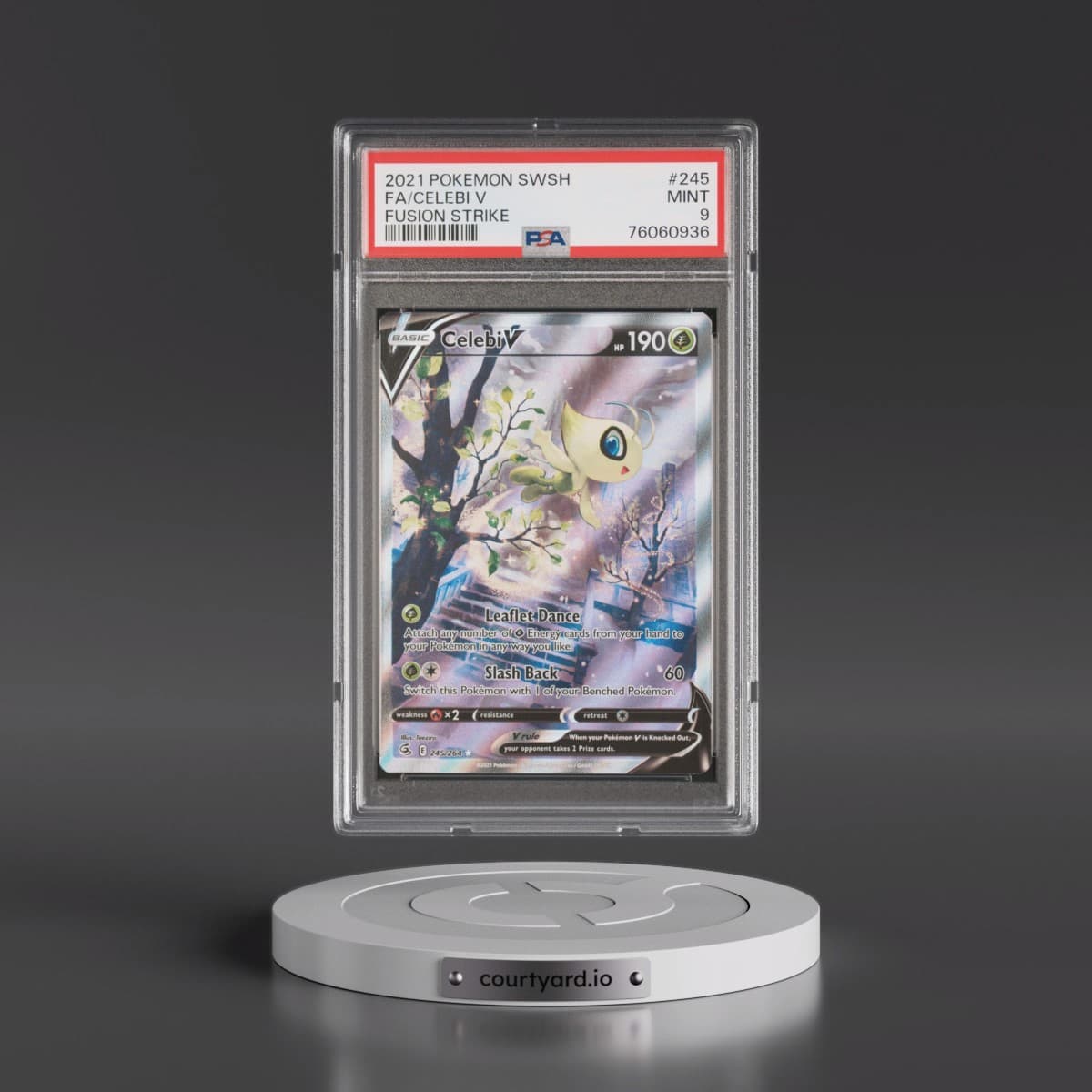 2021 Pokémon Sword & Shield Fusion Strike #245 Celebi V - Holo Full Art (PSA 9 MINT)