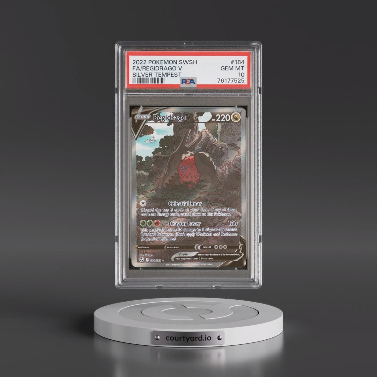 2022 Pokémon Sword & Shield Silver Tempest #184 Regidrago V - Holo Full Art (PSA 10 GEM MINT)