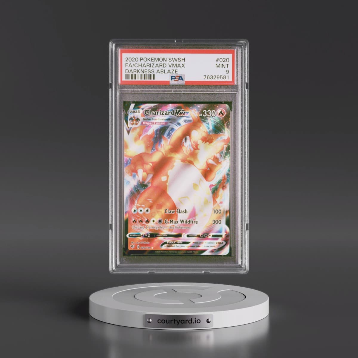 2020 Pokémon Sword & Shield Darkness Ablaze #020 Charizard Vmax - Full Art (PSA 9 MINT)
