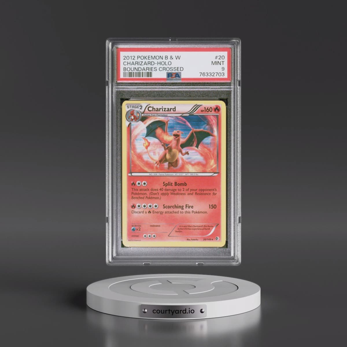 2012 Pokémon Black & White Boundaries Crossed #20 Charizard - Holo (PSA 9 MINT)