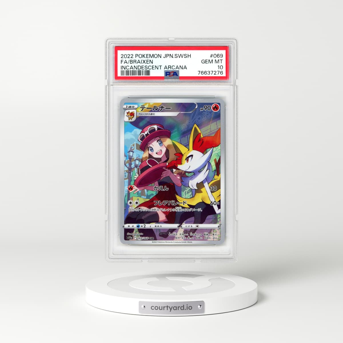 2022 Japanese Incandescent Arcana #69 Braixen - Full Art Holo (PSA 10 GEM MINT)