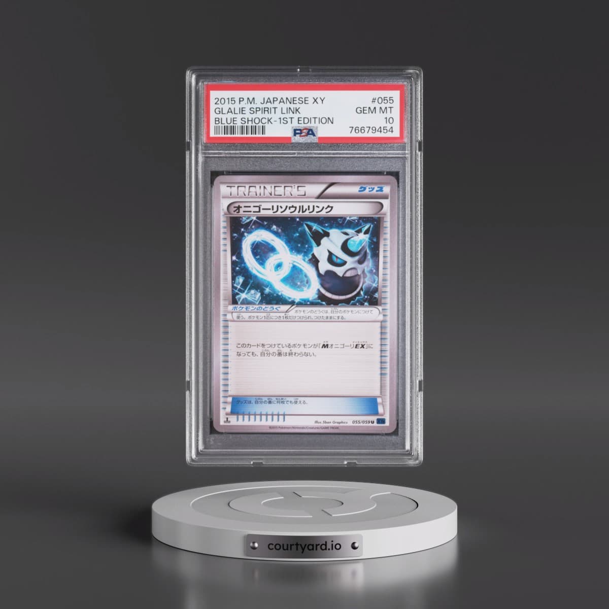 2015 Pokémon XY Blue Shock #055 Glalie Spirit Link - 1st Edition (PSA 10 GEM MINT)