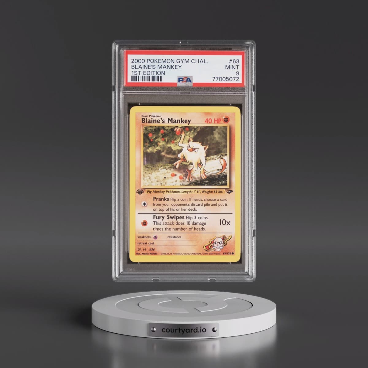 2000 Pokémon Gym Challenge #63 Blaine's Mankey - 1st Edition (PSA 9 MINT)
