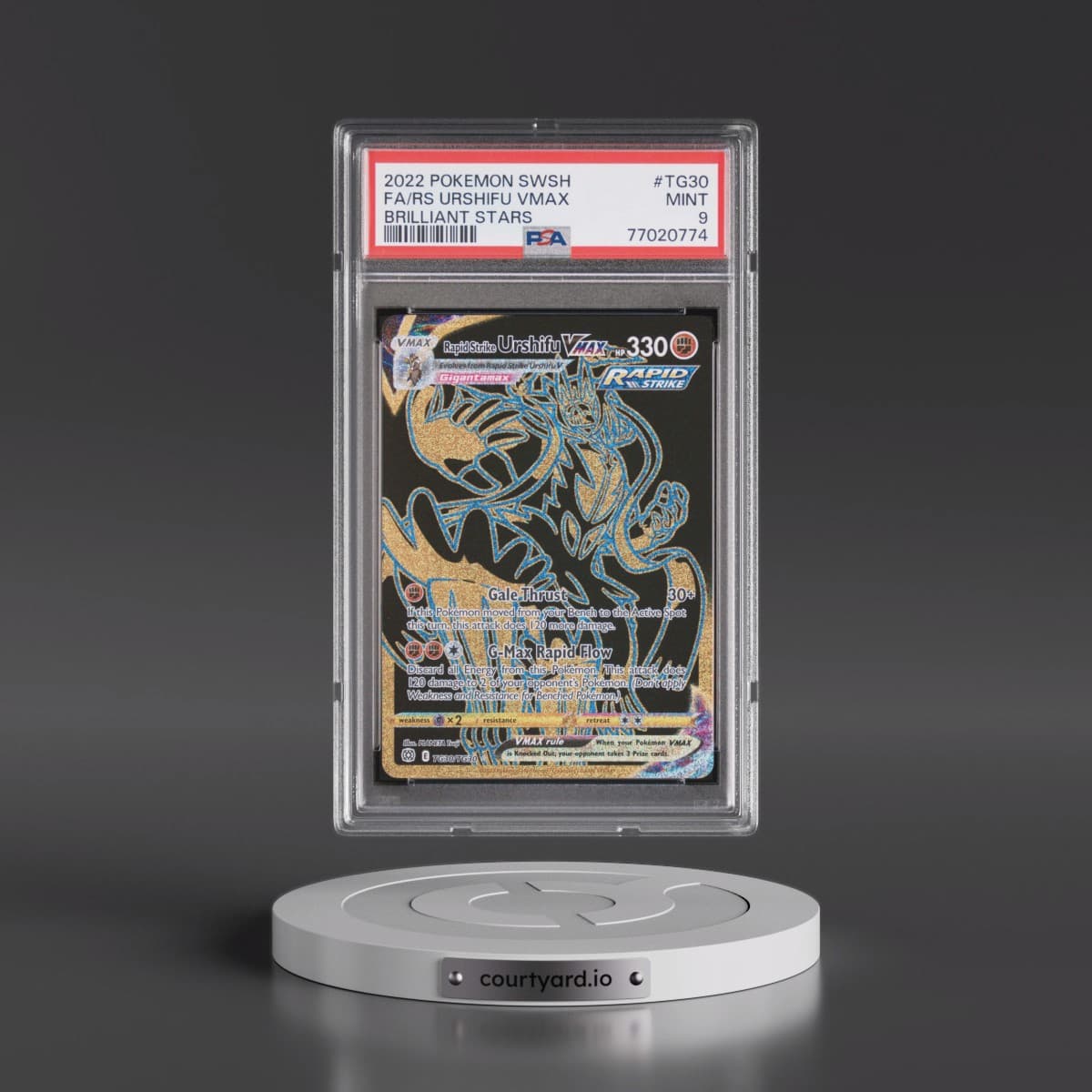 2022 Pokémon Sword & Shield Brilliant Stars #TG30 Rapid Strike Urshifu Vmax - Full Art (PSA 9 MINT)