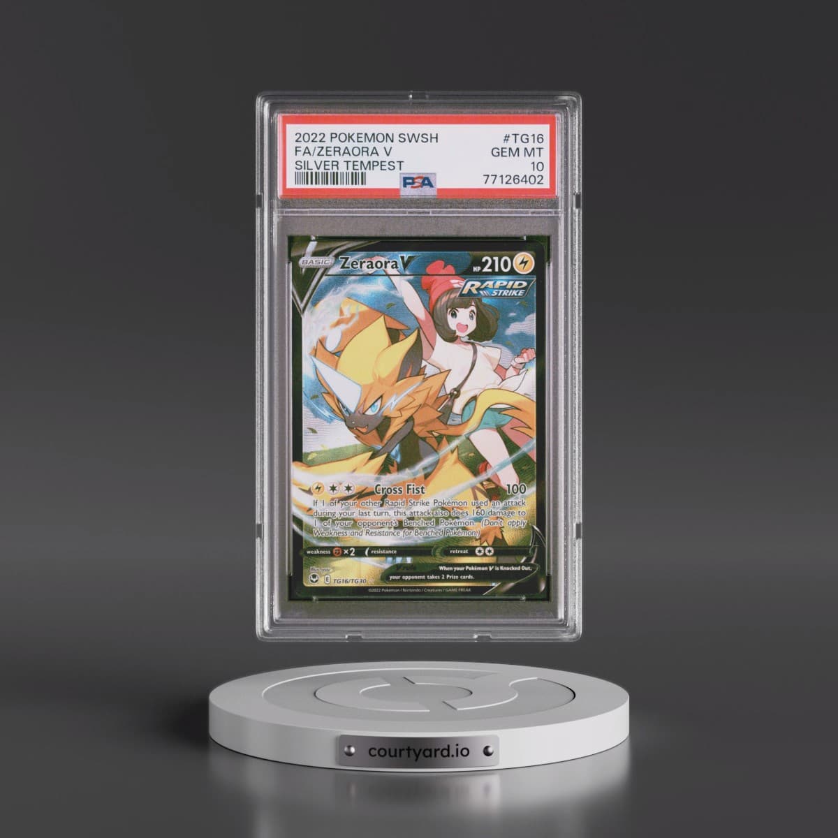 2022 Pokémon Sword & Shield Silver Tempest #TG16 Zeraora V - Holo Full Art (PSA 10 GEM MINT)