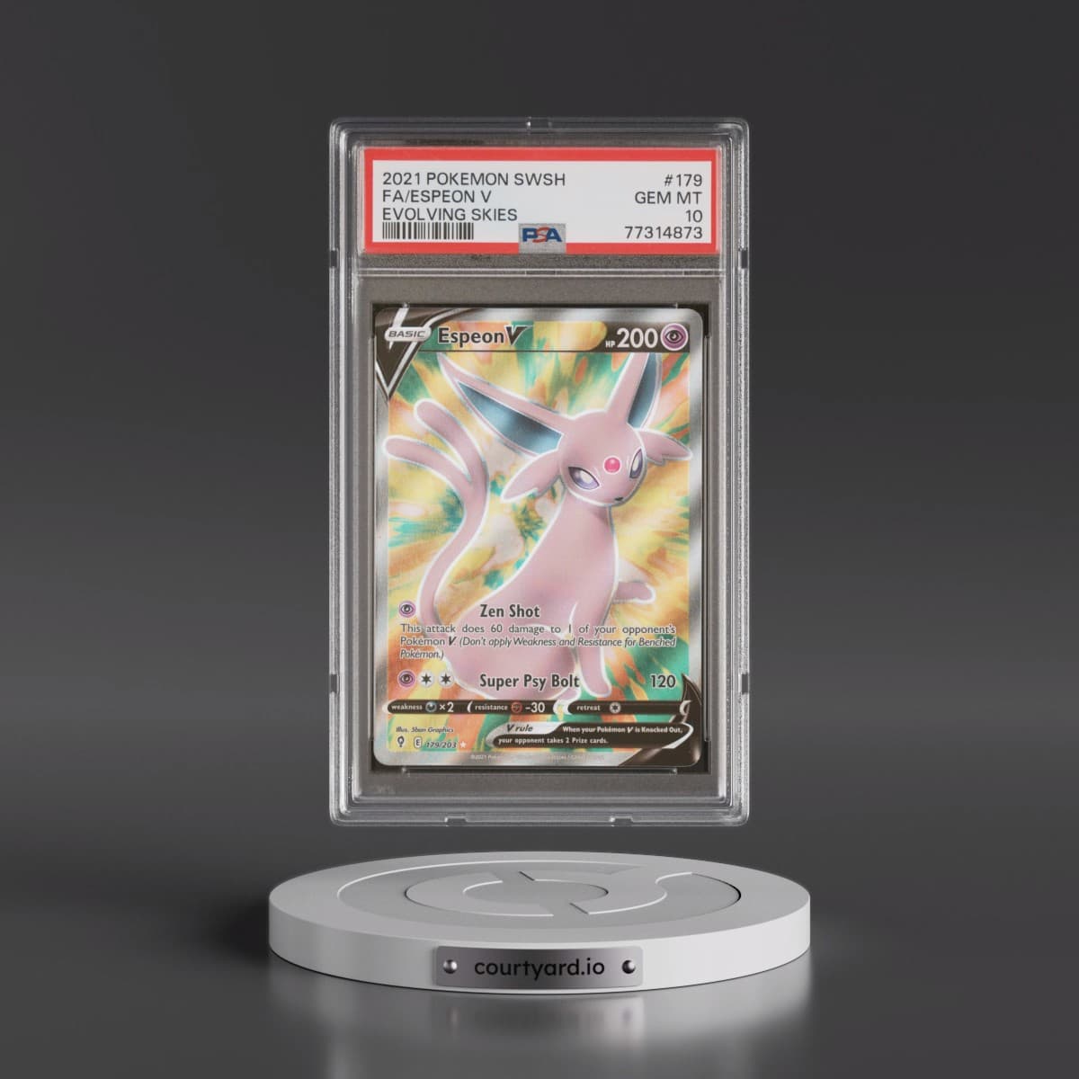 2021 Pokémon Sword & Shield Evolving Skies #179 Espeon V - Holo Full Art (PSA 10 GEM MINT)