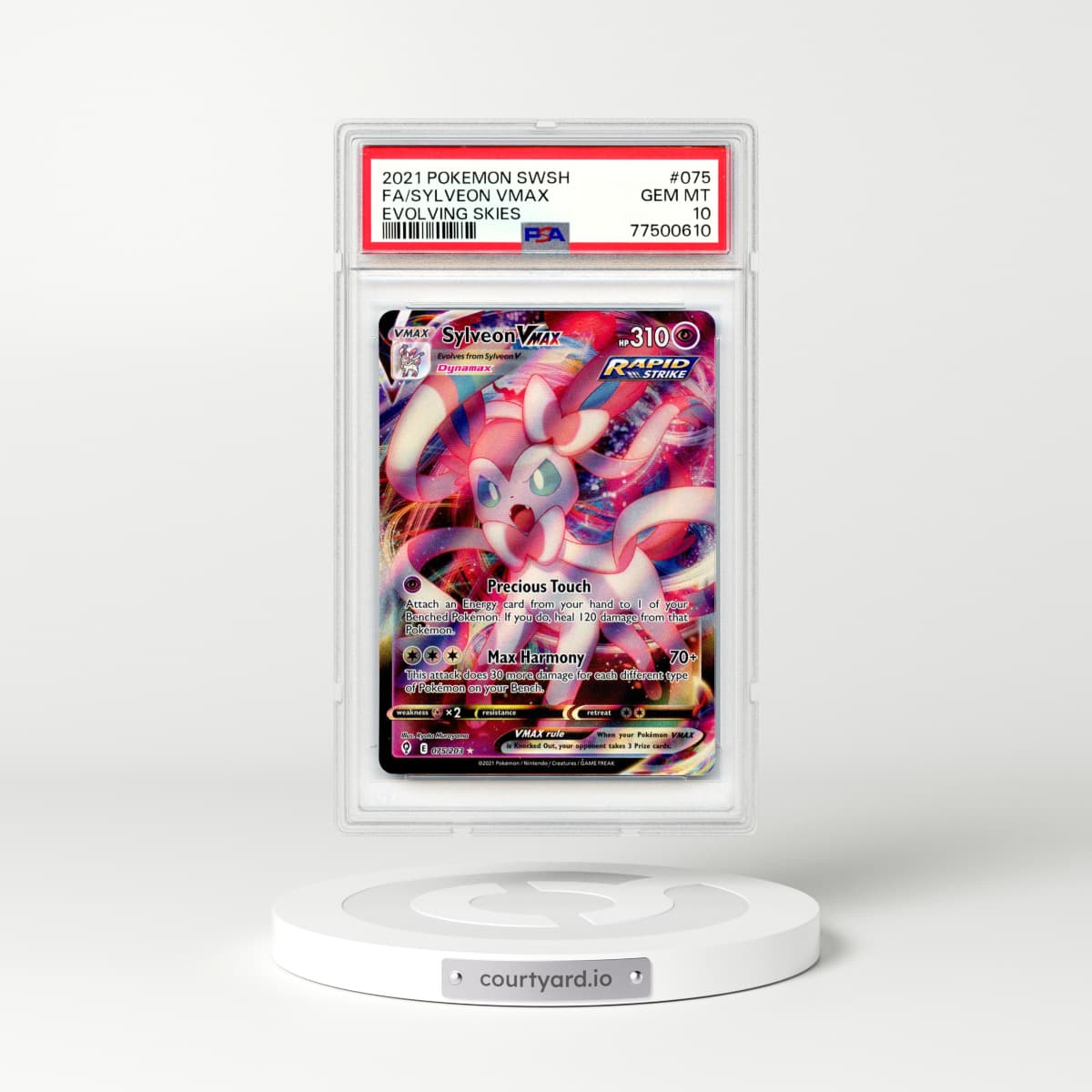 2021 Evolving Skies #075 Sylveon VMAX - Full Art Holo (PSA 10 GEM MINT)