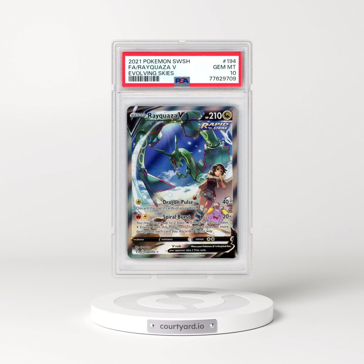 2021 Pokémon Sword & Shield Evolving Skies #194 Rayquaza V - Holo Full Art (PSA 10 GEM MINT)