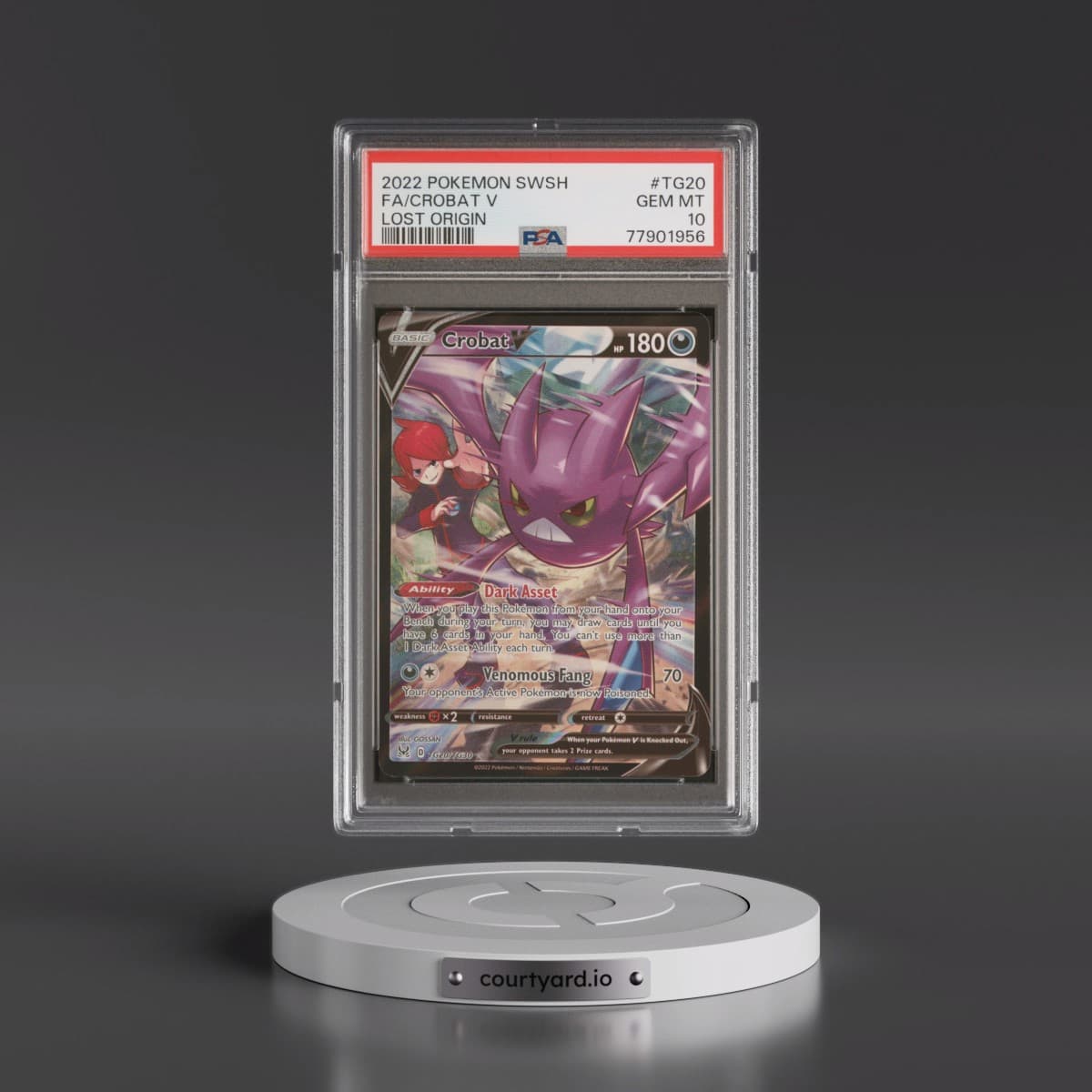 2022 Pokémon Sword & Shield Lost Origin #TG20 Crobat V - Holo Full Art (PSA 10 GEM MINT)