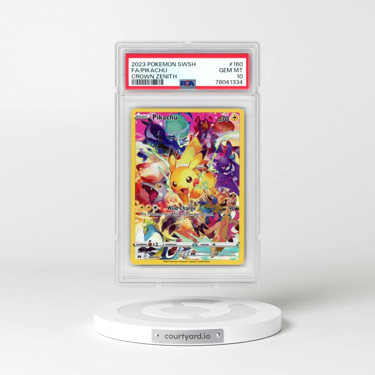 2023 Pokémon Sword and Shield Crown Zenith #160 Pikachu - Full Art (PSA 10 GEM MINT)