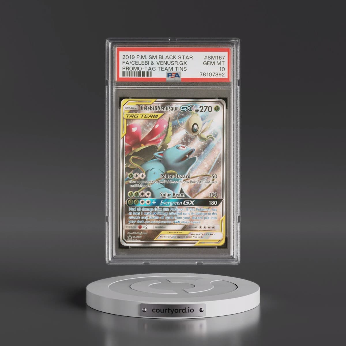 2019 Pokémon SM Black Star Promo #SM167 Celebi & Venusaur GX - Holo Full Art Tag Team Tins (PSA 10 GEM MINT)