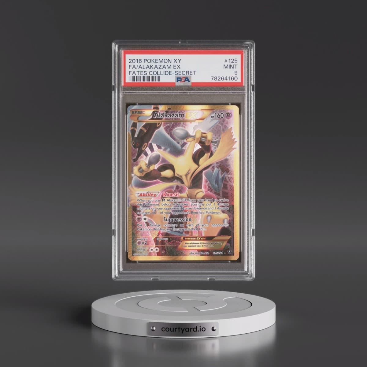 2016 Pokémon XY Fates Collide #125 Alakazam EX - Holo Full Art Secret (PSA 9 MINT)