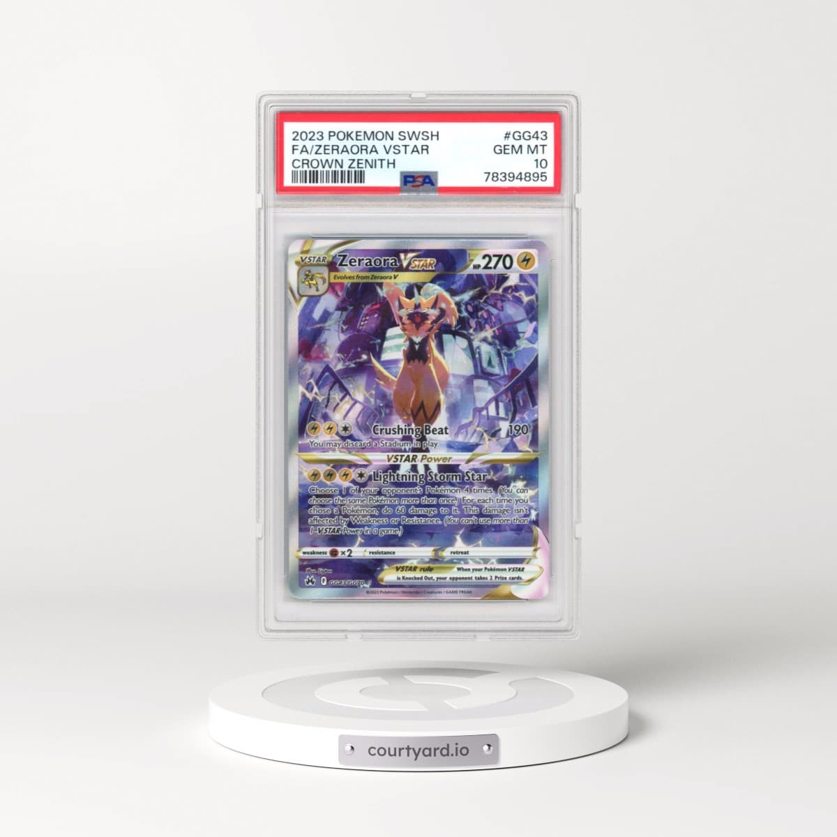 2022 Crown Zenith #GG43 Zeraora VSTAR - Holo (PSA 10 GEM MINT)