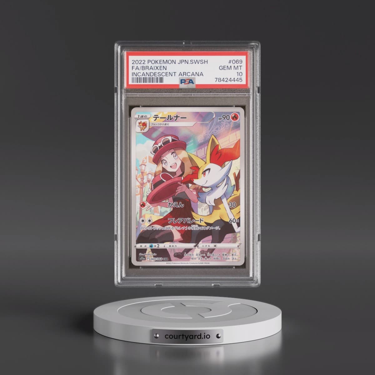 2022 Pokémon Sword & Shield Incandescent Arcana #069 Braixen - Full Art (PSA 10 GEM MINT)
