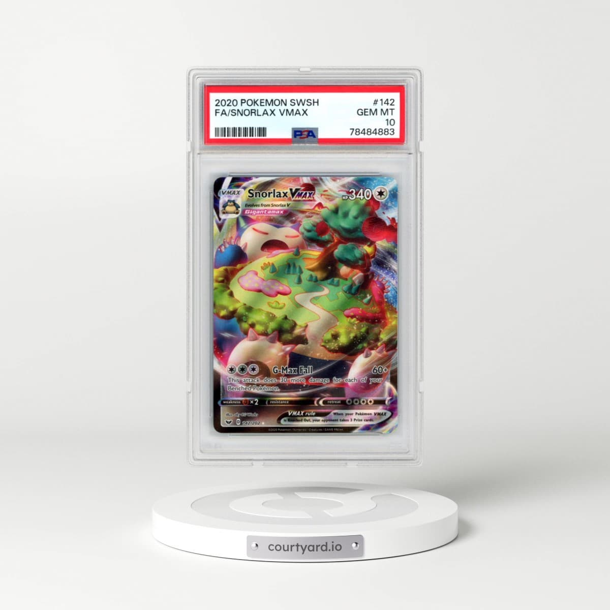 2020 Pokémon Sword & Shield #142 Snorlax Vmax - Full Art (PSA 10 GEM MINT)