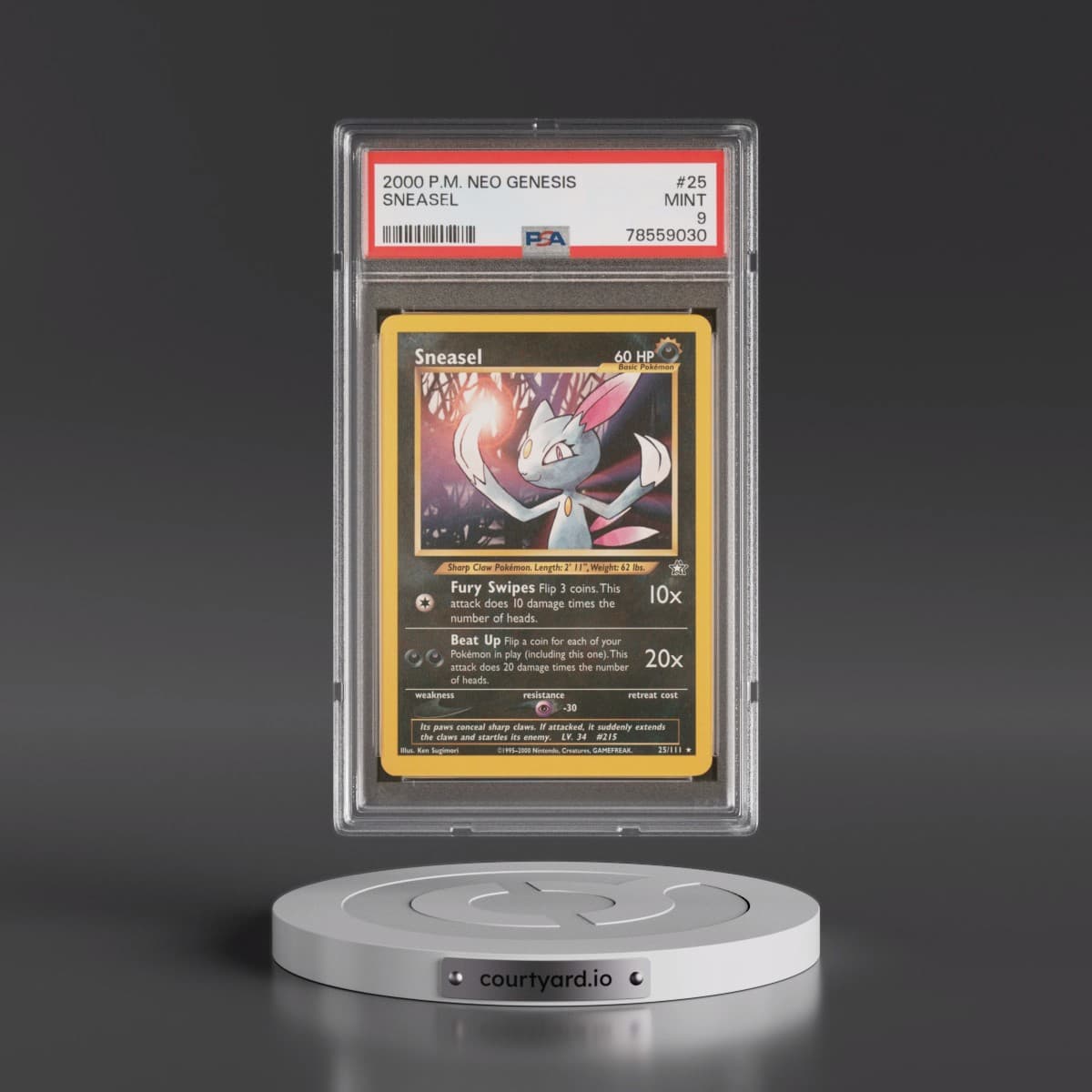 2000 Pokémon Neo Genesis #25 Sneasel (PSA 9 MINT)