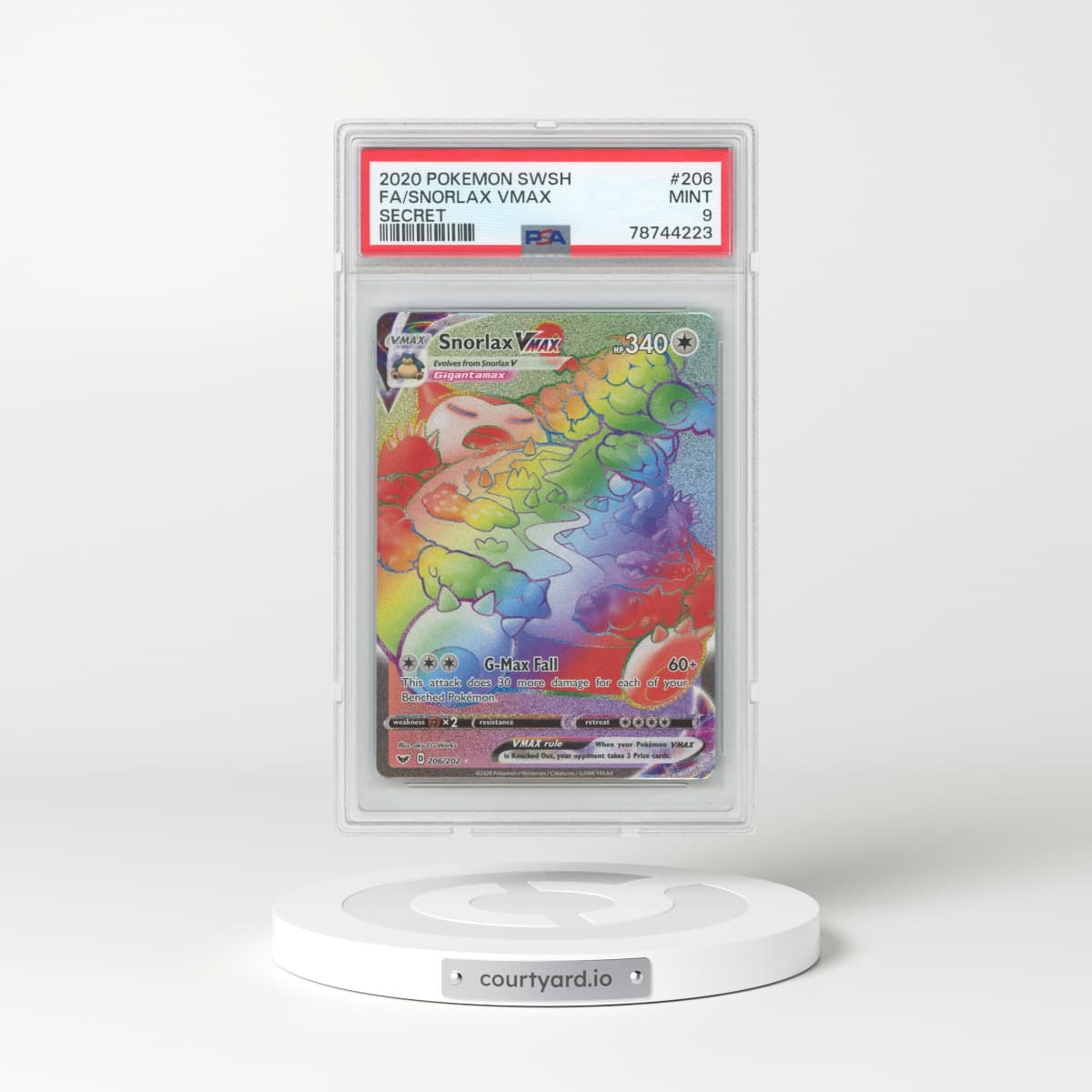 2020 Sword & Shield #206 Snorlax VMAX - Full Art Holo (PSA 9 MINT)