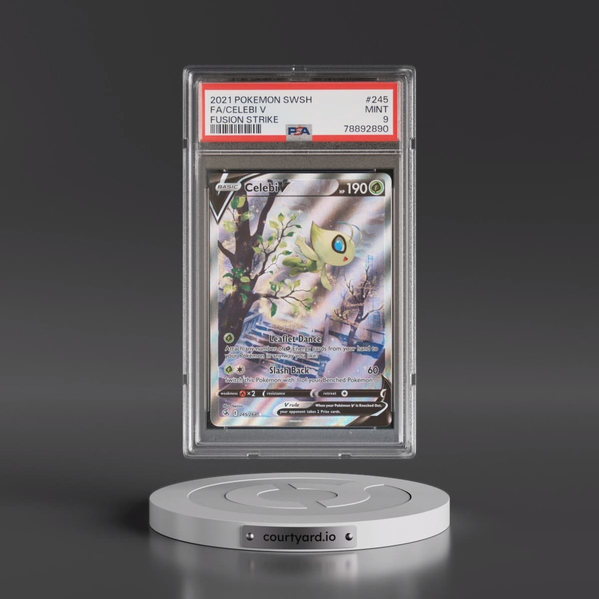 2021 Pokémon Sword & Shield Fusion Strike #245 Celebi V - Holo Full Art (PSA 9 MINT)