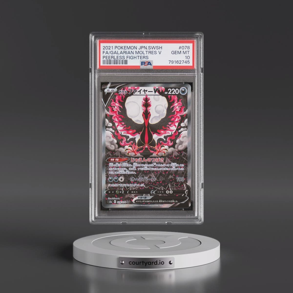 2021 Pokémon Sword & Shield Peerless Fighters #078 Galarian Moltres V - Holo Full Art (PSA 10 GEM MINT)
