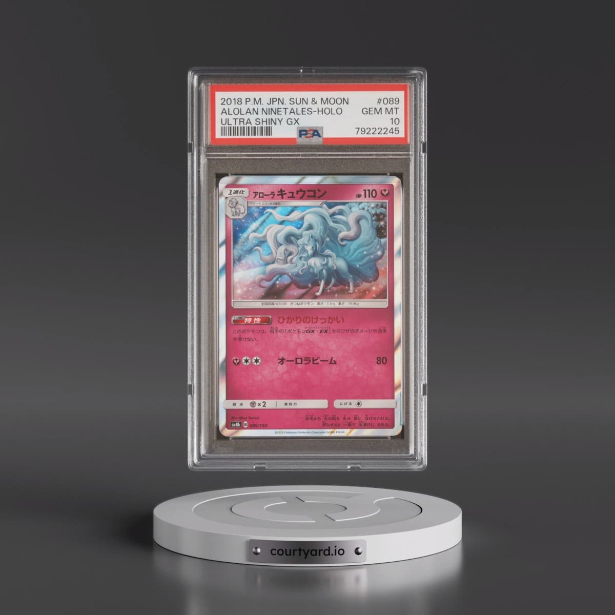 2018 Pokémon Sun & Moon Ultra Shiny GX #089 Alolan Ninetales - Holo (PSA 10 GEM MINT)