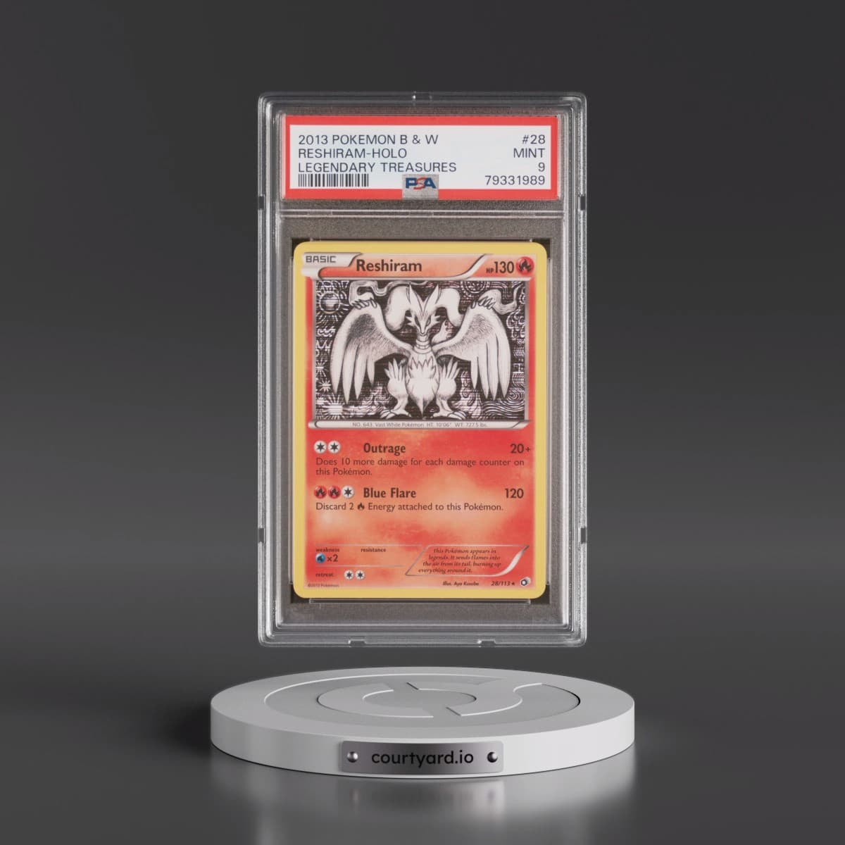 2013 Pokémon Black & White Legendary Treasures #28 Reshiram - Holo (PSA 9 MINT)
