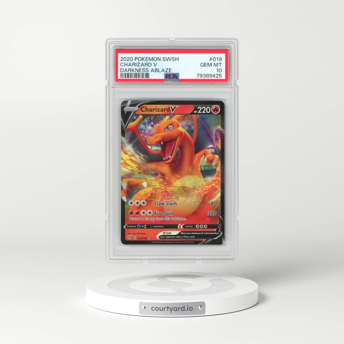 2020 Pokémon Sword & Shield Darkness Ablaze #019 Charizard V - Holo (PSA 10 GEM MINT)