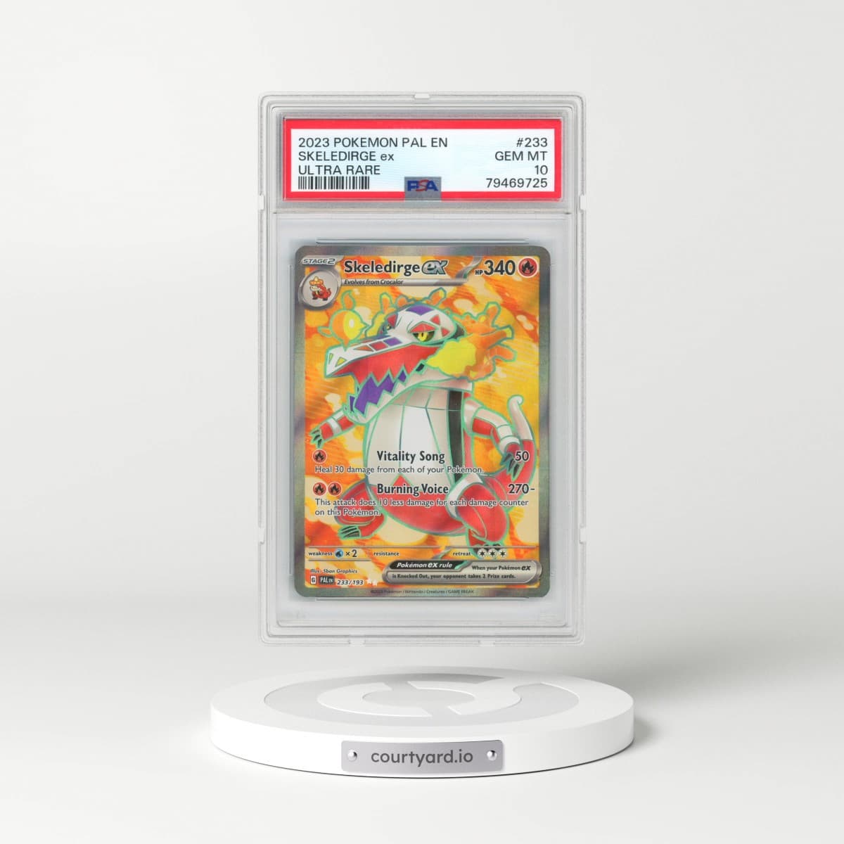 2023 Pokémon Pal EN-Paldea Evolved #233 Skeledirge EX - Holo Ultra Rare (PSA 10 GEM MINT)