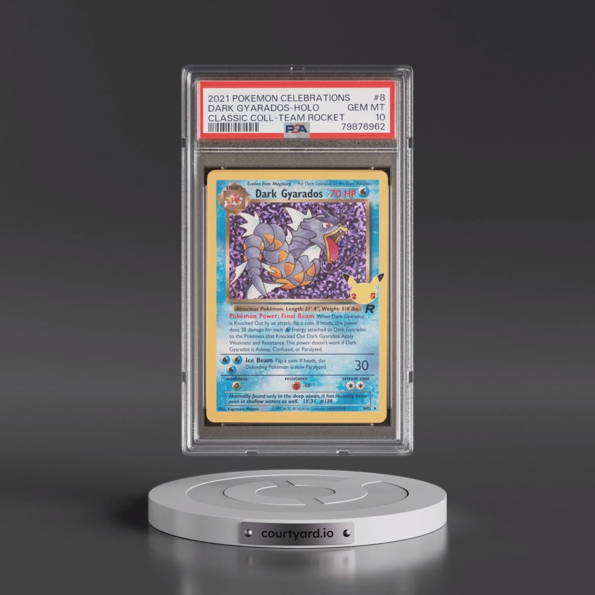 2021 Pokémon Celebrations Classic Collection #8 Dark Gyarados - Holo (PSA 10 GEM MINT)