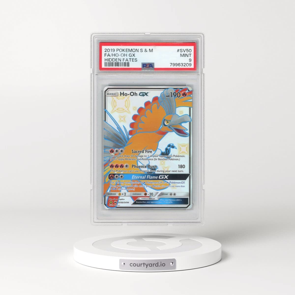 2019 Pokémon Sun & Moon Hidden Fates #SV50 HO-Oh GX - Holo Full Art (PSA 9 MINT)