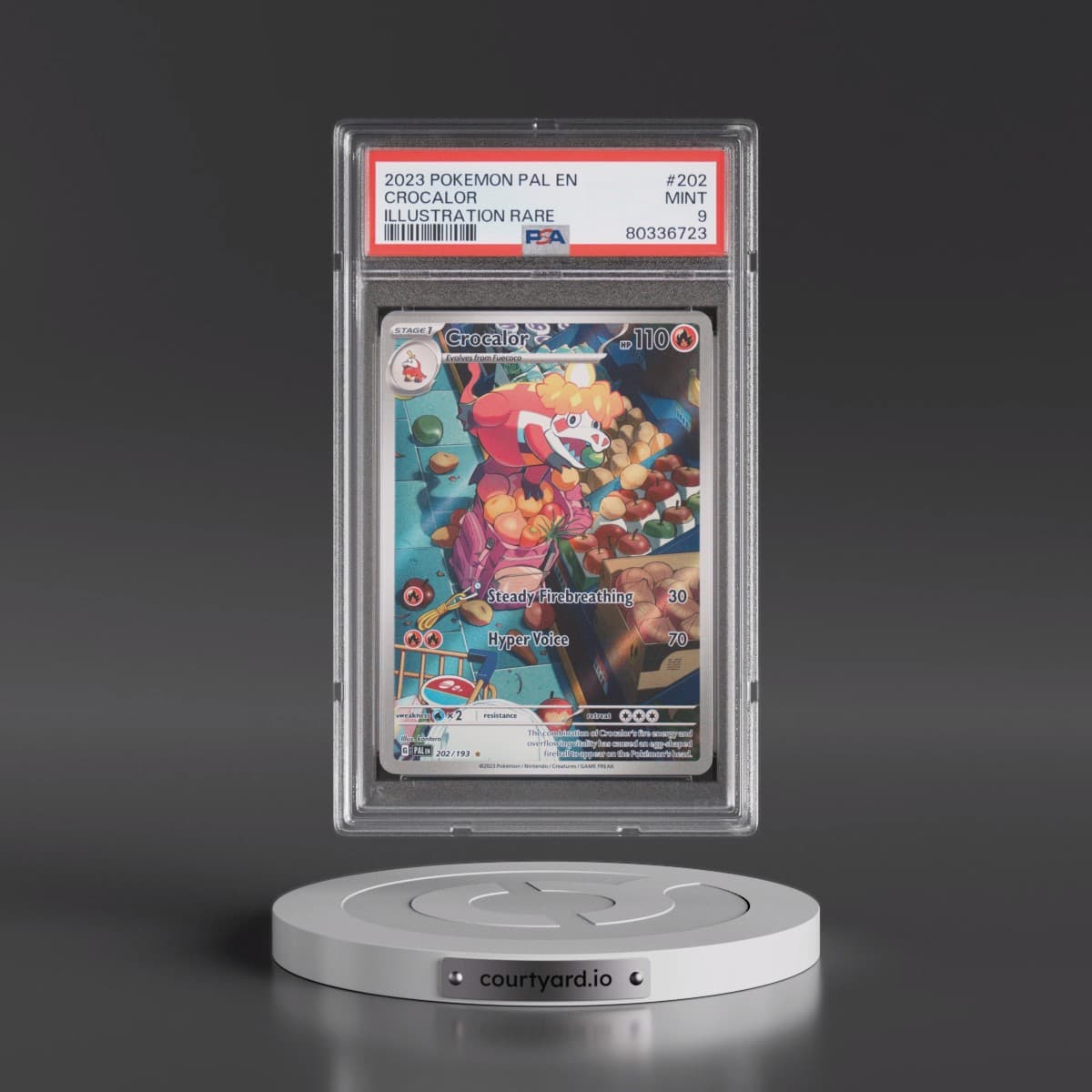 2023 Pokémon Pal EN-Paldea Evolved #202 Crocalor - Illustration Rare (PSA 9 MINT)