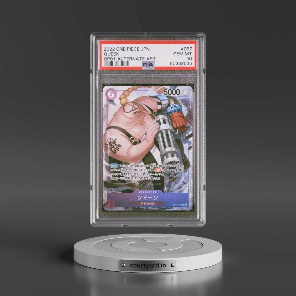 2022 One Piece Japanese OP01-Romance Dawn #097 Queen - Alternate Art (PSA 10 GEM MINT)