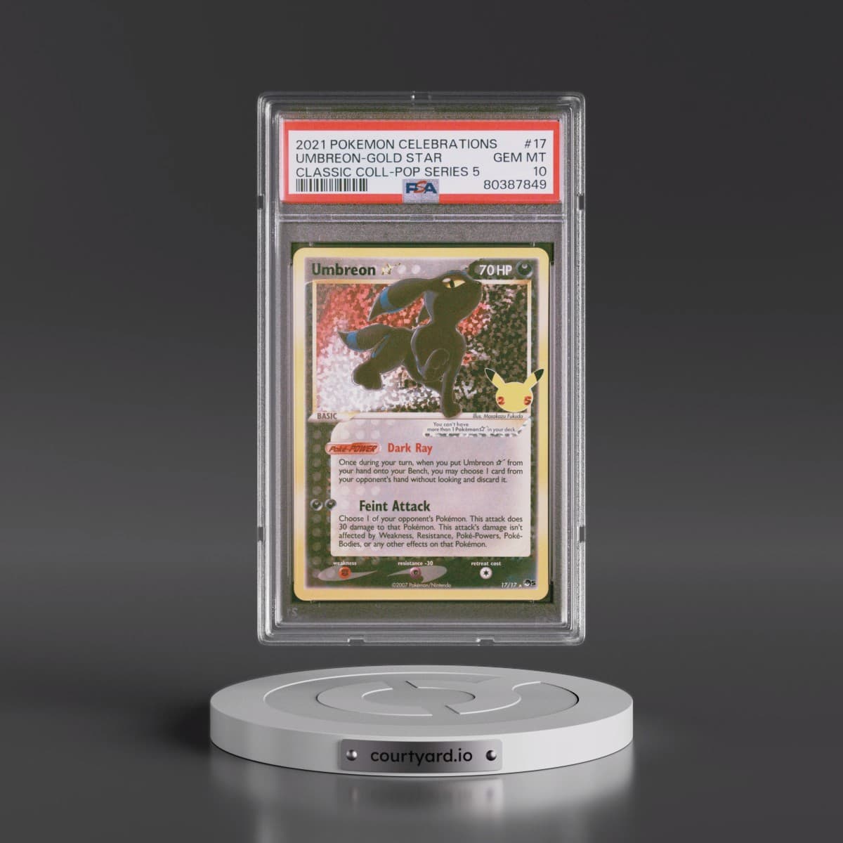 2021 Pokémon Celebrations Classic Collection #17 Umbreon-Gold Star (PSA 10 GEM MINT)