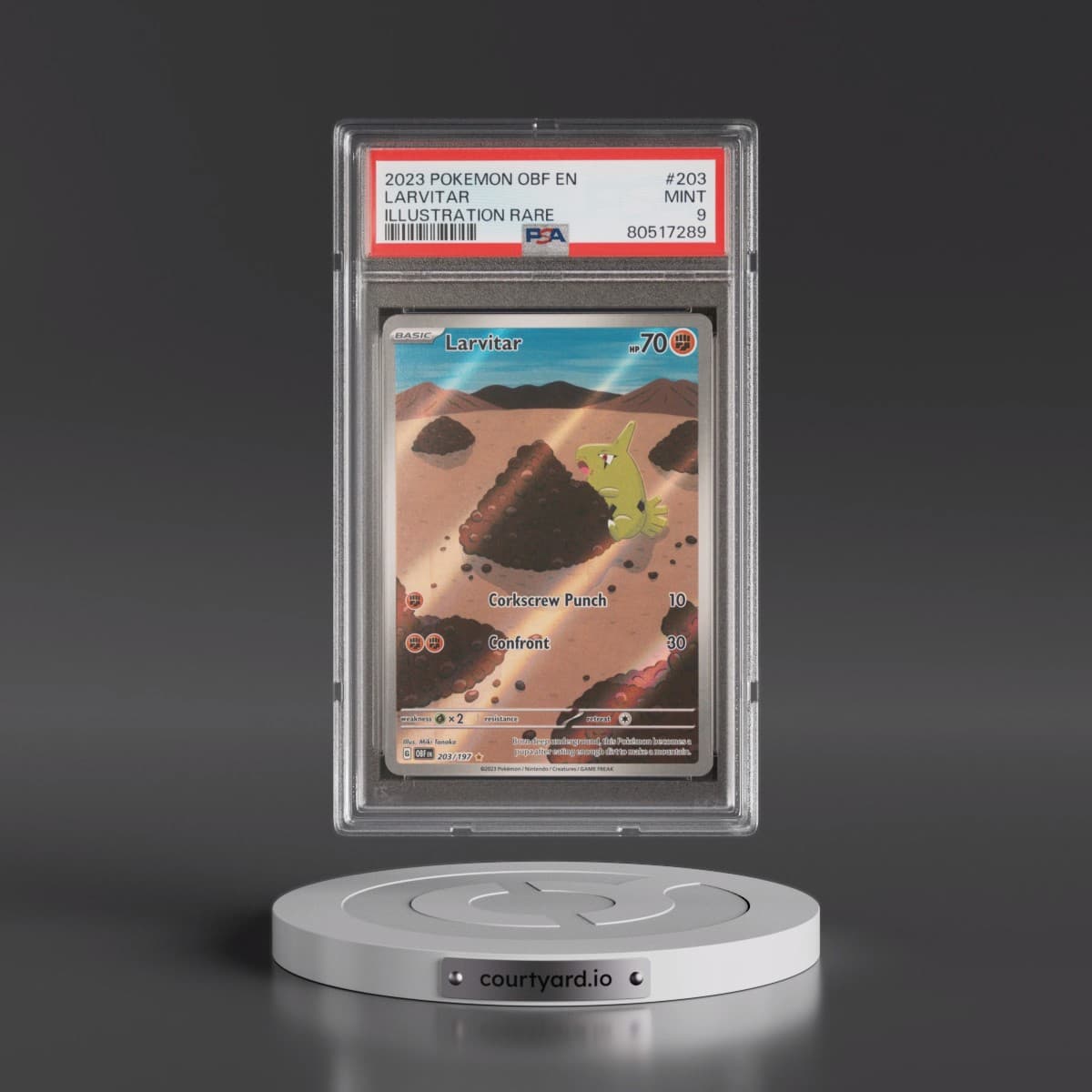 2023 Pokémon Obf EN-Obsidian Flames #203 Larvitar - Illustration Rare (PSA 9 MINT)