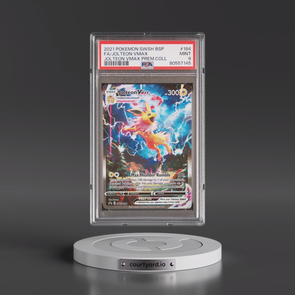 2021 Pokémon Swsh Black Star Promo #184 Jolteon Vmax - Full Art Jolteon Vmax Premium Collection (PSA 9 MINT)